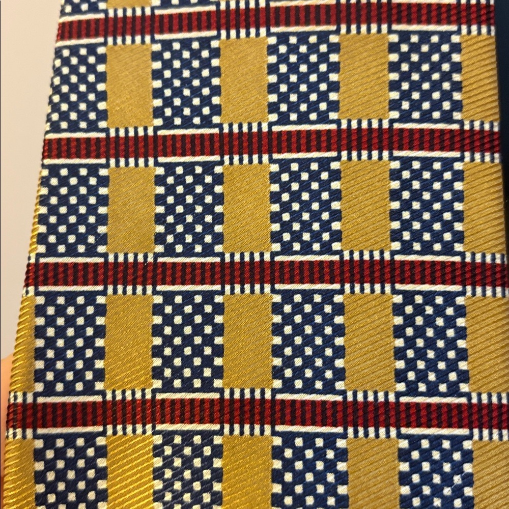 Burberrys of London Vintage Silk Hand Sewn Geometric Checkerboard Necktie Tie - Picture 8 of 12